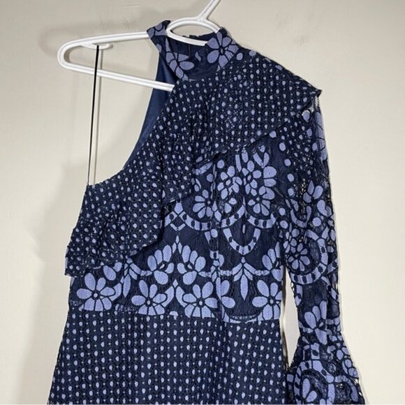 Parker One Shoulder Floral Lace Dress size 4 - Picture 3 of 7